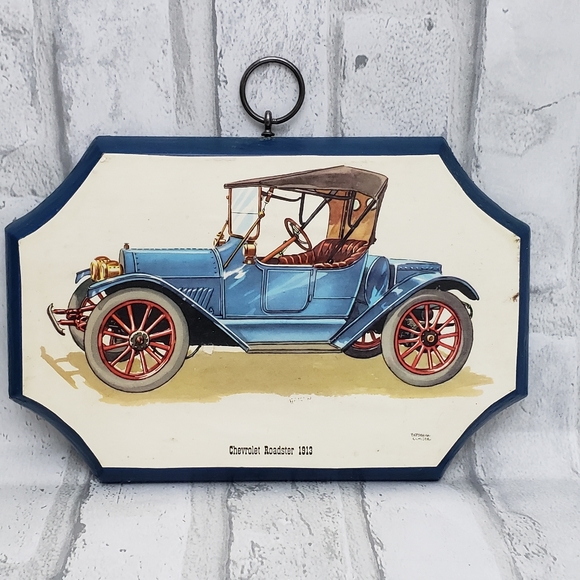 Vtg.Chevrolet Roadster 1913 Wood Mounted Print By FREDERICK ELMIGER - Picture 2 of 9